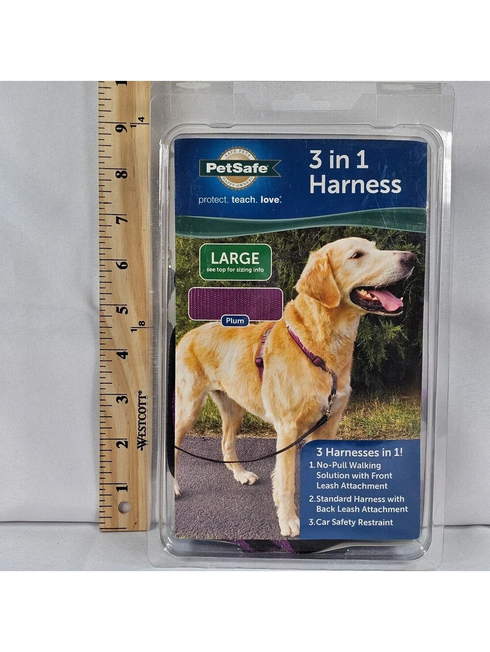 New PetSafe 3 in 1 Harness Large Plum No-Pull Dog Walking Car Restraint PLUM